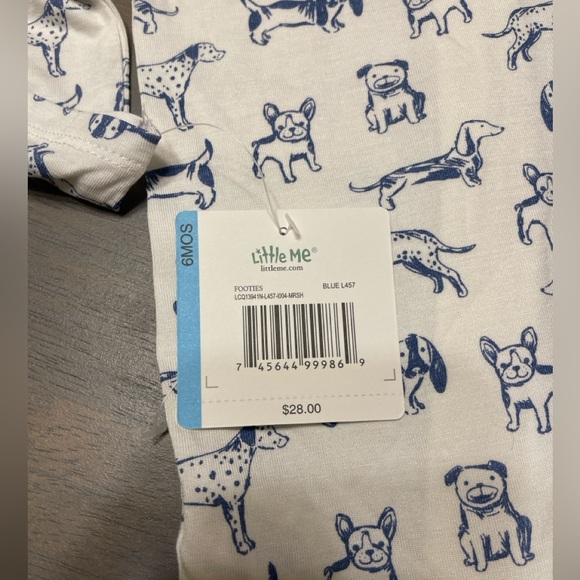 🐶 NEW! • Little Me • Bamboo Zipper Sleeper with Hat 🐕 6 months - Picture 6 of 7